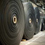 rubber rolls in a warehouse