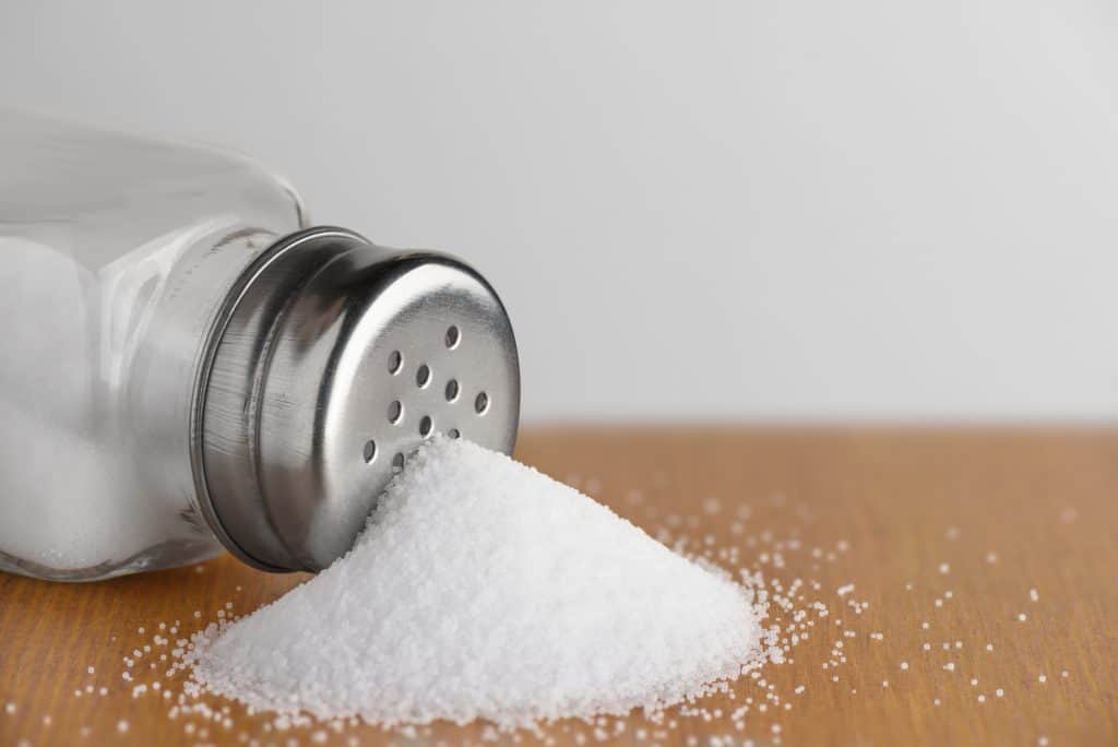 table salt on a wooden table
