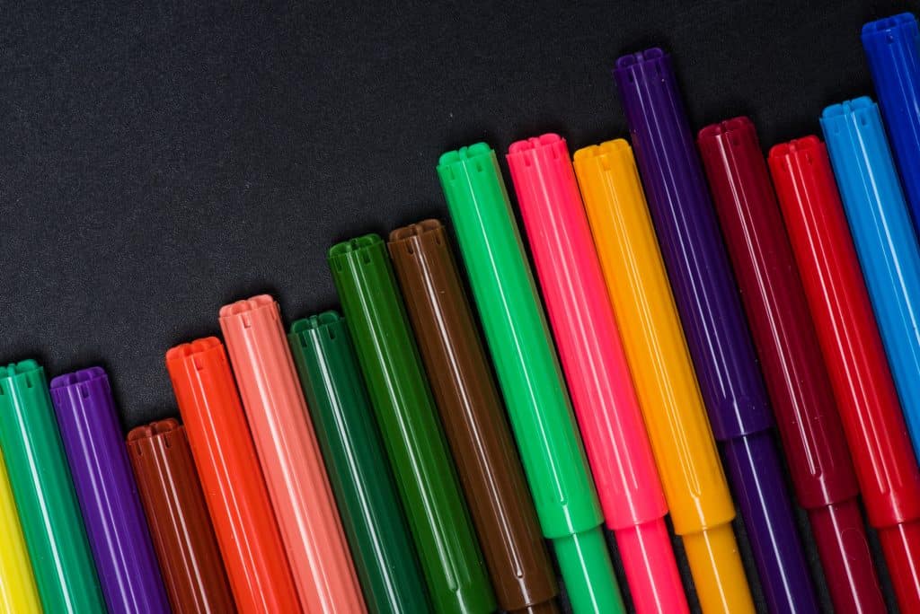 washable markers in different colors
