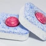 two dishwasher tablets