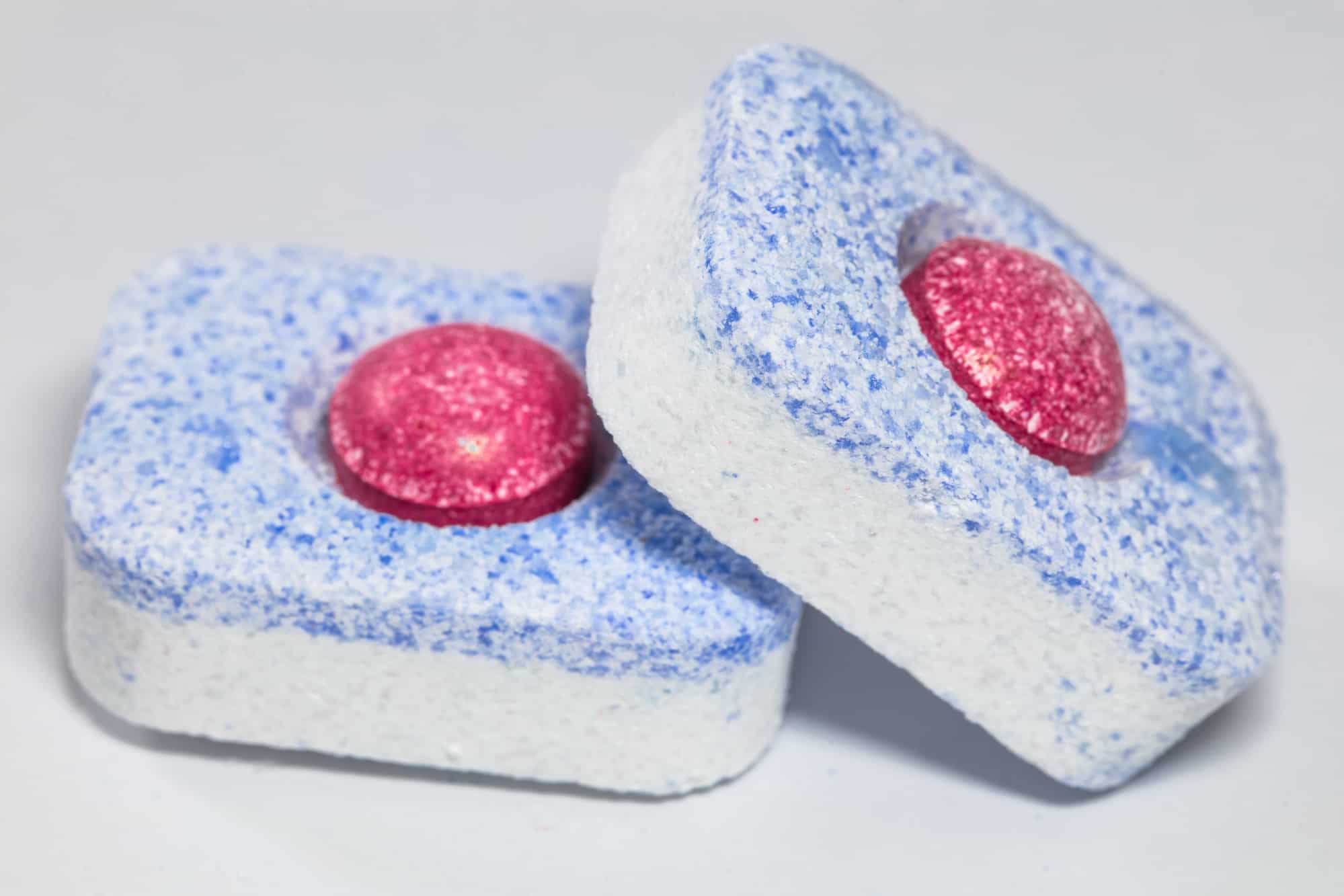 two dishwasher tablets