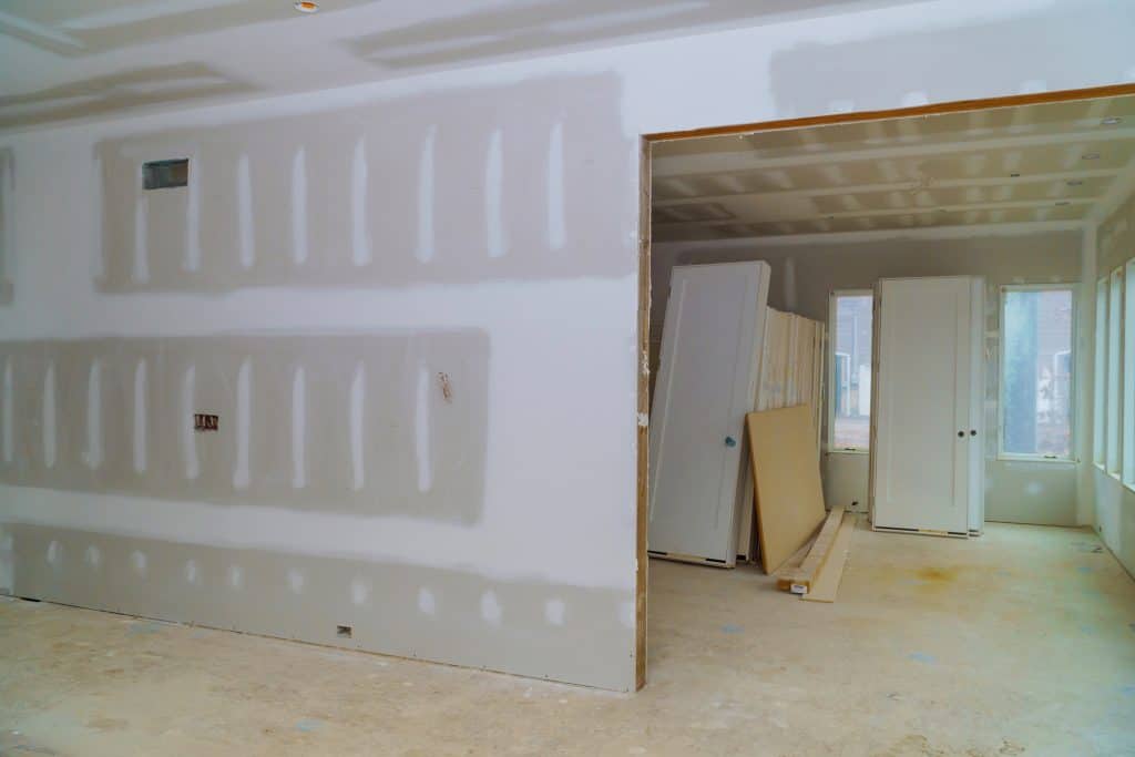 interior of a house with drywall installed