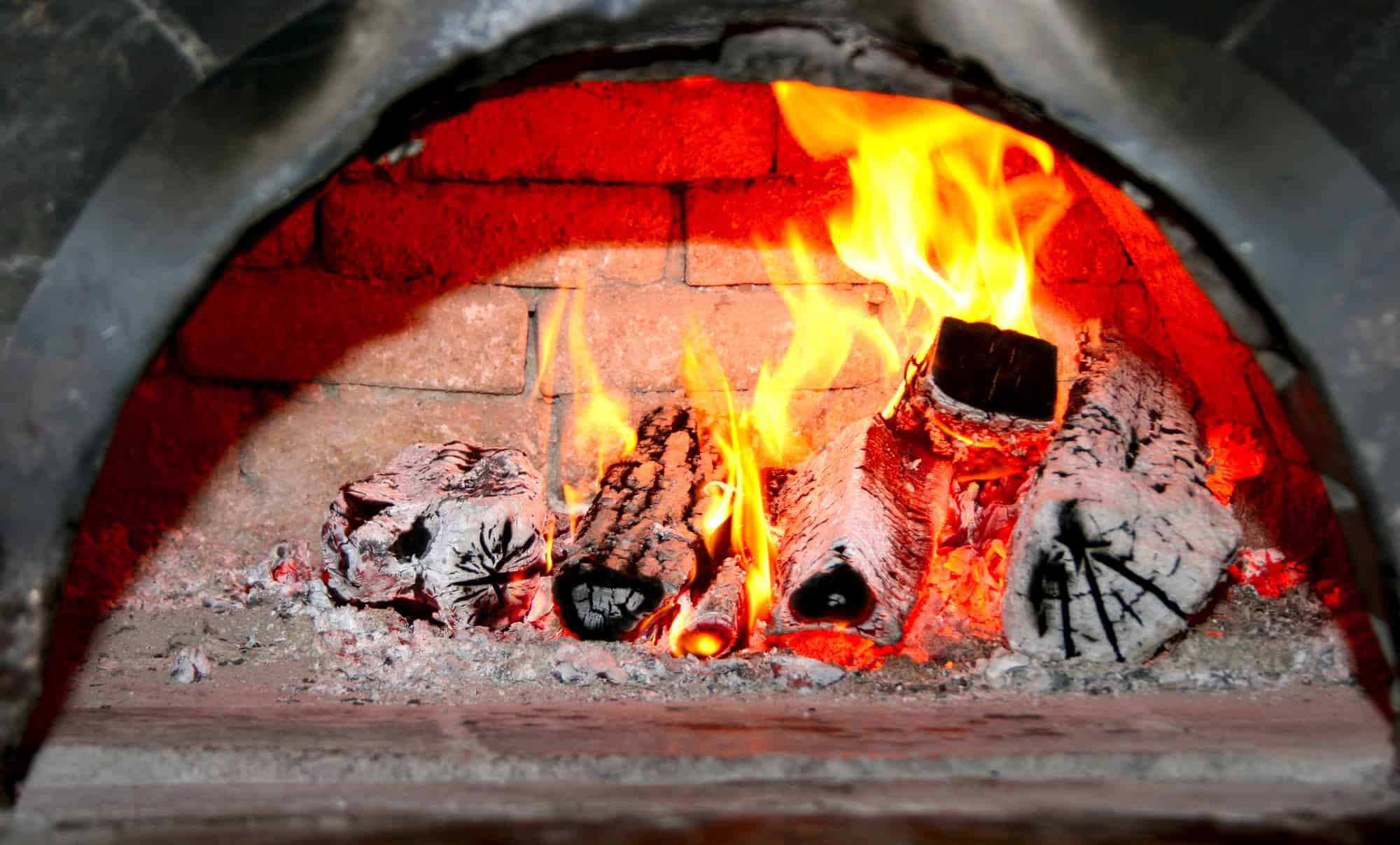 fireplace bricks with fire
