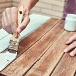 painting wooden table using washable paints