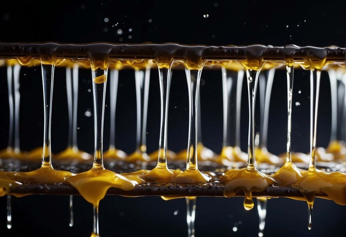 Melted plastic drips from the oven racks. A cloth soaked in warm, soapy water is used to gently scrub the plastic residue from the oven surfaces. The plastic is carefully scraped off with a plastic scraper