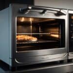 The self-cleaning oven locks and heats to extreme temperatures, burning off food residue and turning it to ash, which can be easily wiped away